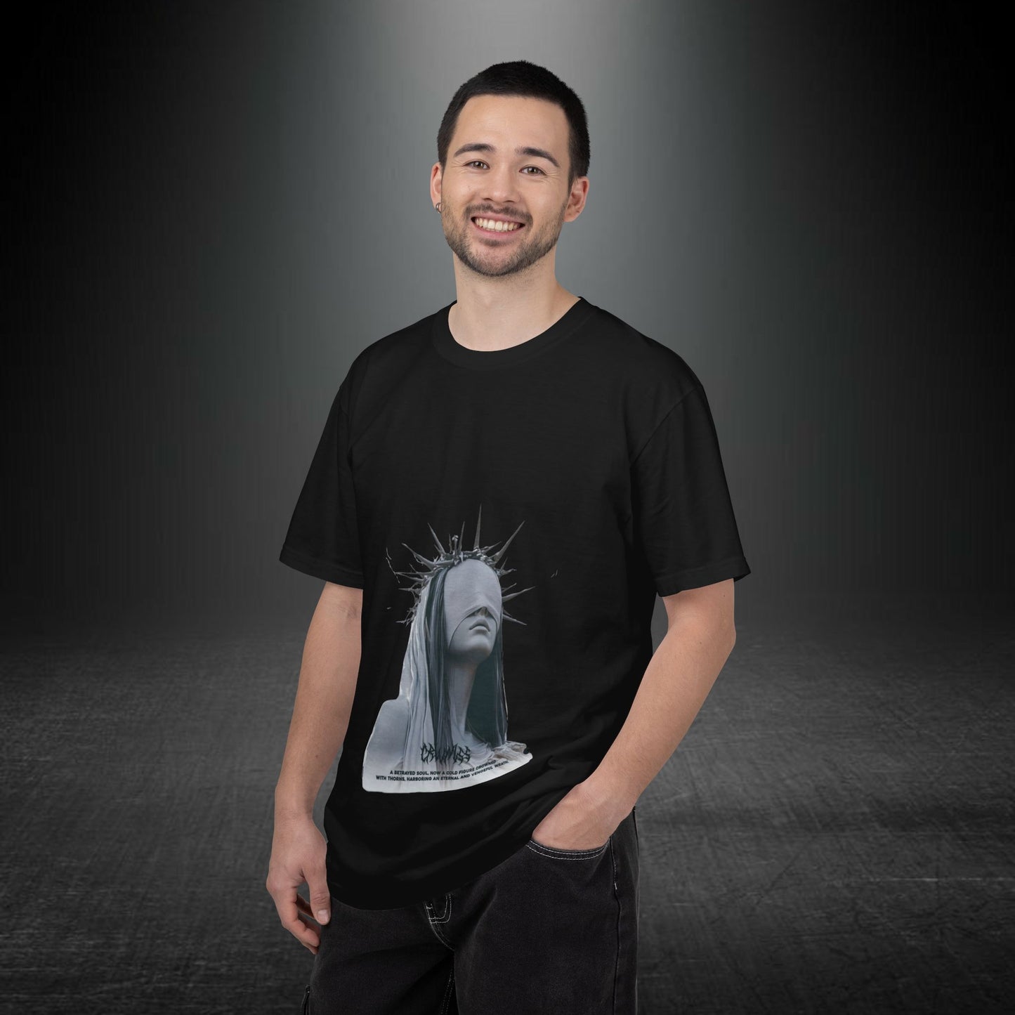 Copy of Blindfolded Statue Crown t-shirt | Surreal Portrait Tee, Monochrome Art