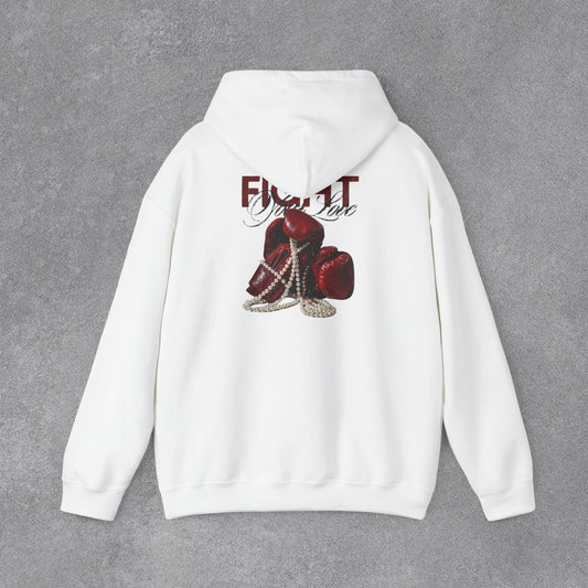 Fight Yazılı Boks Eldiveni Baskılı Erkek Kapüşonlu Sweatshirt