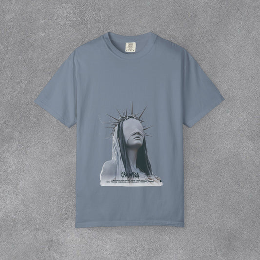Copy of Blindfolded Statue Crown t-shirt | Surreal Portrait Tee, Monochrome Art