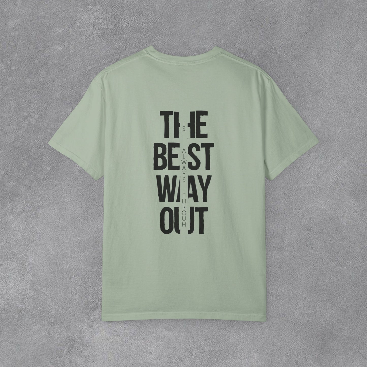 Copy of Cowboy Silhouette Horse Rider T-shirt | The Best Way Out Typographic Back Print