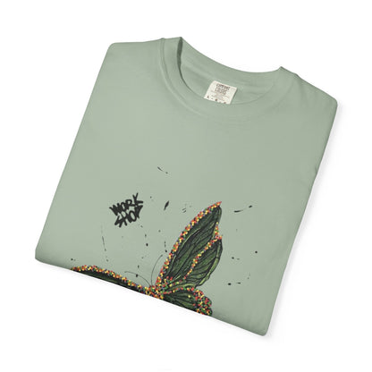 Butterfly Script Graphic T-Shirt – "About" Vintage Botanical Tee