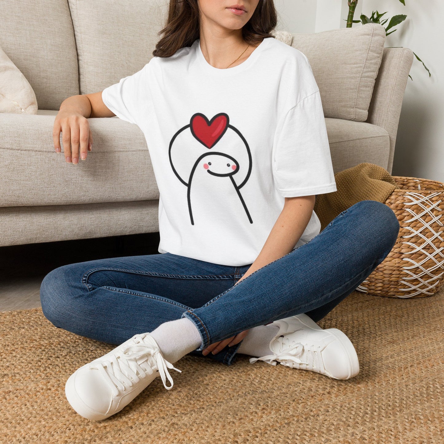 Copy of Stick Figure Holding Heart T-Shirt | Cute Heart Character Tee