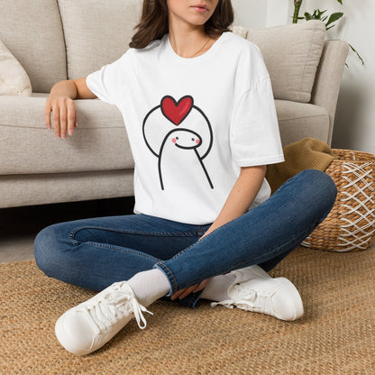 Copy of Stick Figure Holding Heart T-Shirt | Cute Heart Character Tee