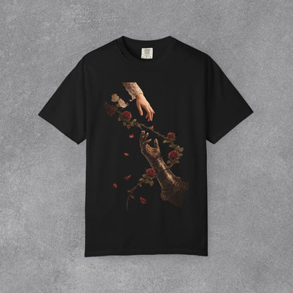Copy of Hands Reaching with Rose Vine T-Shirt | Romantic Botanical Art