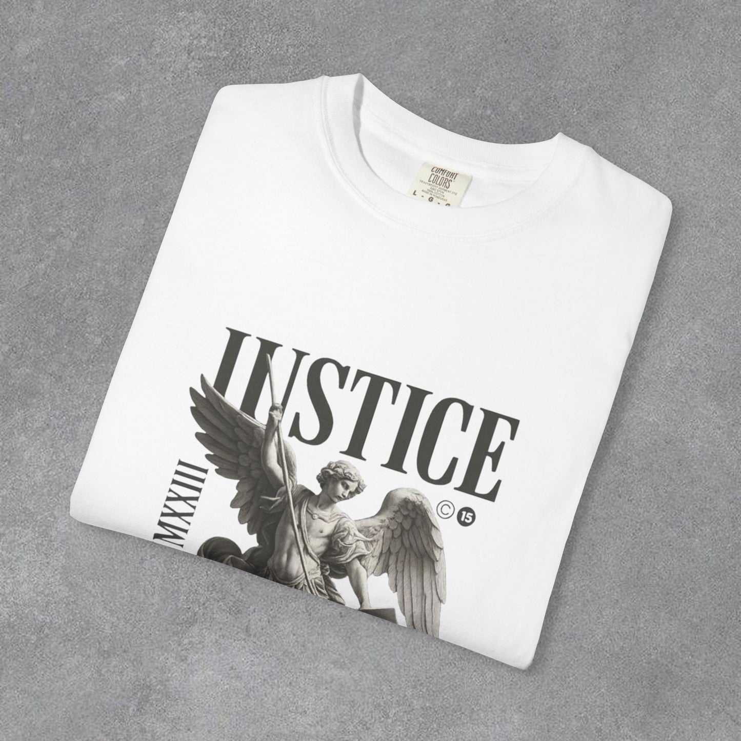 Copy of Justice Angel Illustration T-shirt | Dripping Crown Back Print