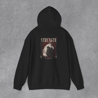 Kapüşonlu Üst — Güç Temalı Eskitme At Desenli Sweatshirt