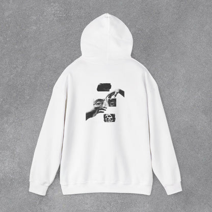 Sanatsal Yüz Kolajı Sırt Baskılı Erkek Kapüşonlu Sweatshirt