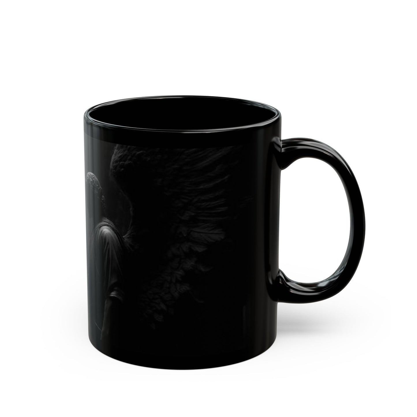 Copy of Angel Figures Black Mug | Moody Gothic Angel Artwork Ceramic Coffee Mug