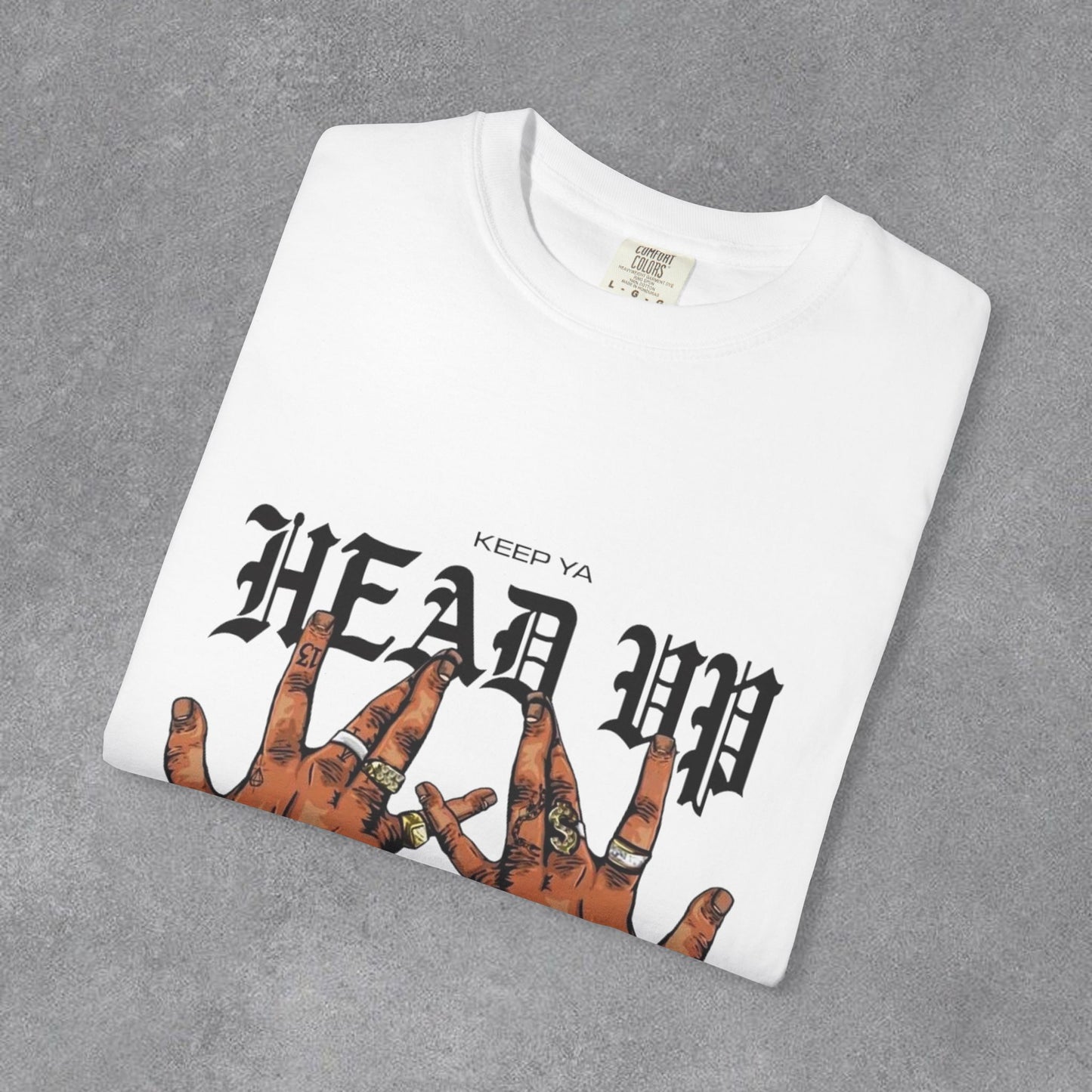 Copy of Head Up Hand Sign T-Shirt | Graffiti Bear Back Print, Streetwear Tee