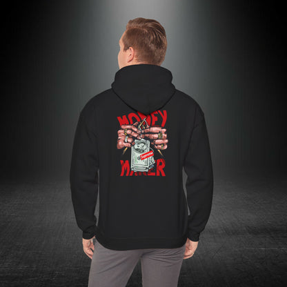 Money Maker Yazılı Para Tutan Eller Sırt Baskılı Kapüşonlu Sweatshirt