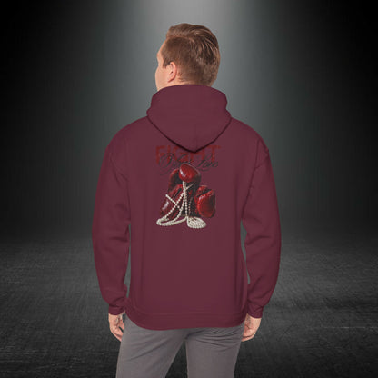 Fight Yazılı Boks Eldiveni Baskılı Erkek Kapüşonlu Sweatshirt