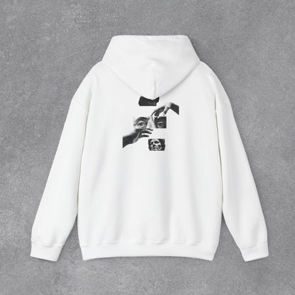 Sanatsal Yüz Kolajı Sırt Baskılı Erkek Kapüşonlu Sweatshirt