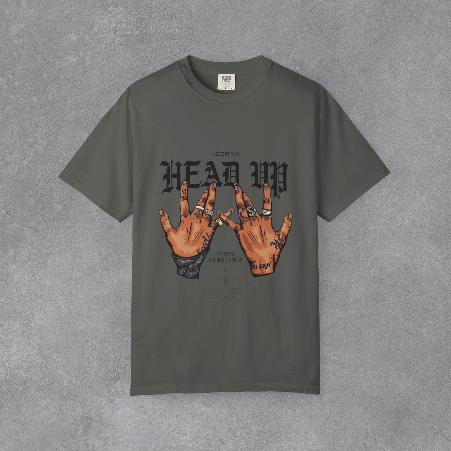 Copy of Head Up Hand Sign T-Shirt | Graffiti Bear Back Print, Streetwear Tee