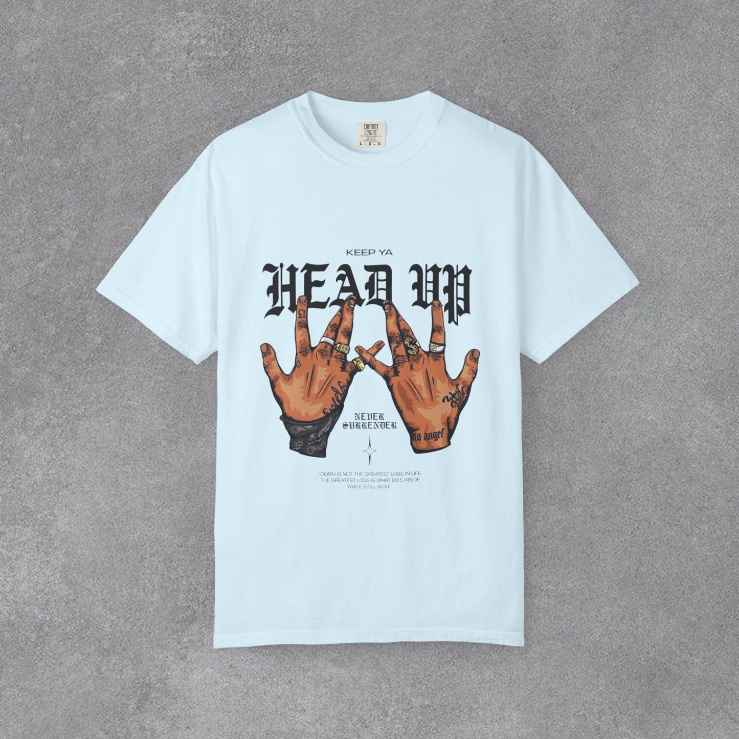 Copy of Head Up Hand Sign T-Shirt | Graffiti Bear Back Print, Streetwear Tee
