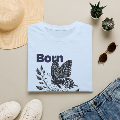 Copy of Born Again Butterfly T-Shirt | Monochrome Floral Illustration