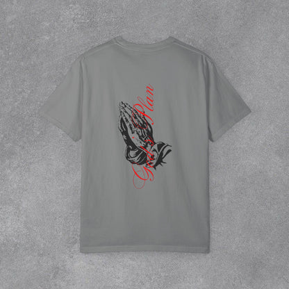 Copy of Medusa Graphic T-Shirt | Gothic Streetwear Tee | Praying Hands Graphic Shirt | Vintage Tattoo Style Tee | Unisex Garment Dyed Shirt