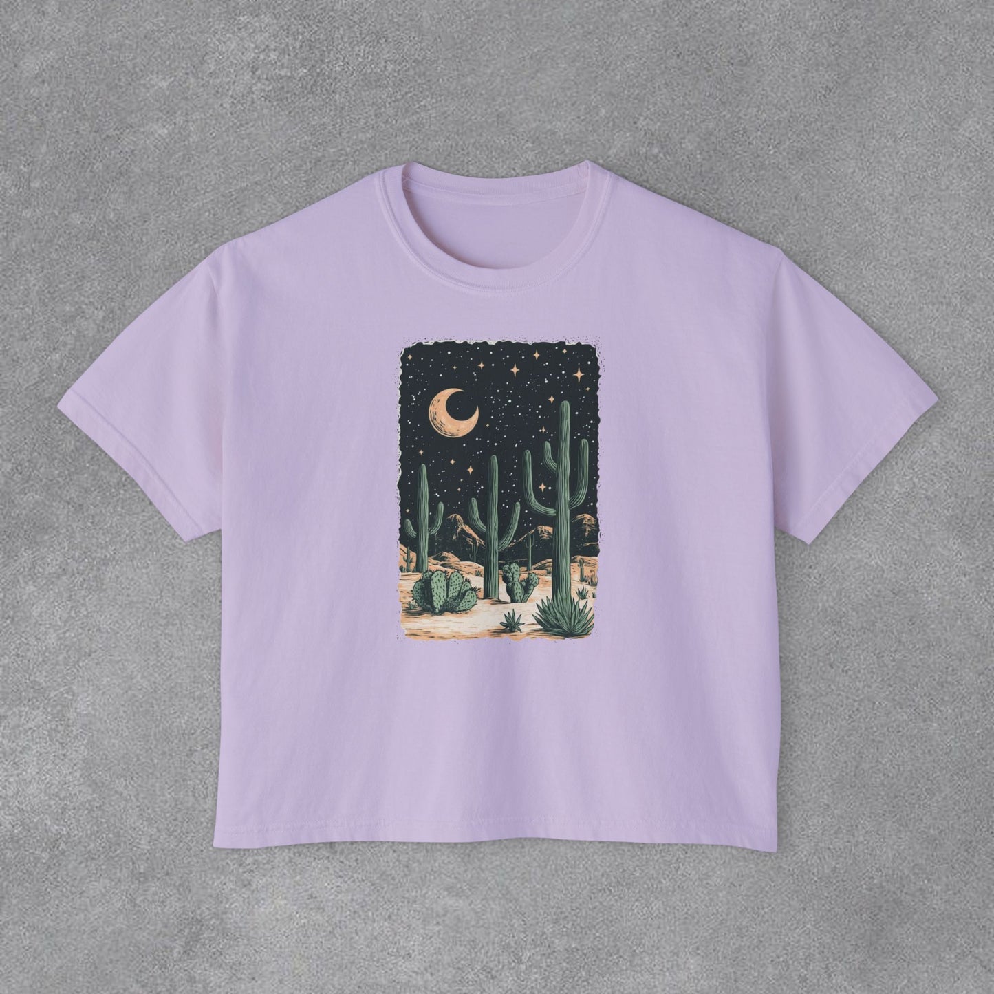 Copy of Desert Moon Cactus Night Tee | Butterfly Need Flying Graphic Tee