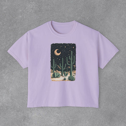 Copy of Desert Moon Cactus Night Tee | Butterfly Need Flying Graphic Tee