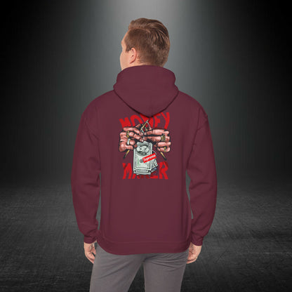 Money Maker Yazılı Para Tutan Eller Sırt Baskılı Kapüşonlu Sweatshirt