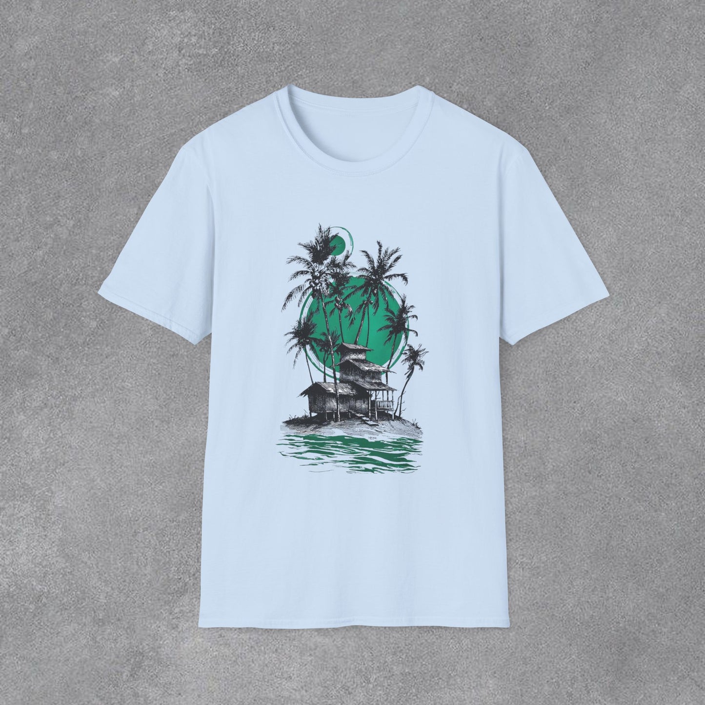 Copy of Tropical Palm Island T-Shirt | Palm Trees, Moonlit Beach, Surf Shack