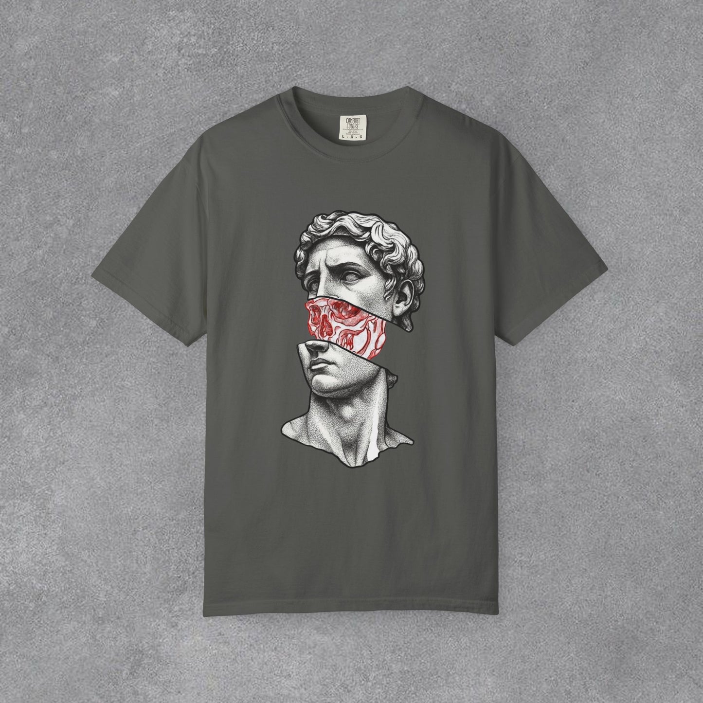 Copy of Sculpted Bust with Red Marble Band T-Shirt | Statue Art Tee