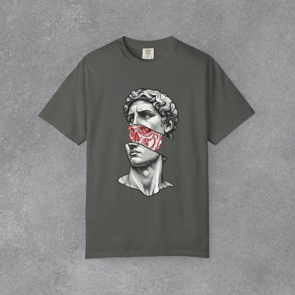 Copy of Sculpted Bust with Red Marble Band T-Shirt | Statue Art Tee