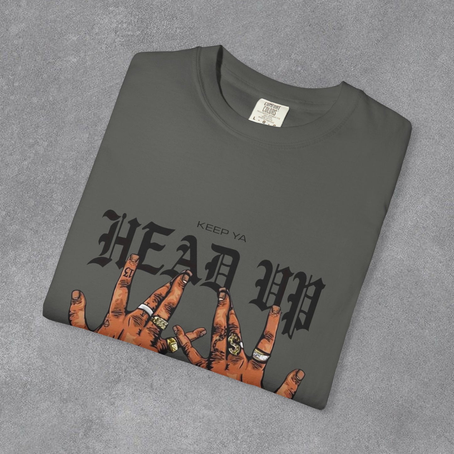 Copy of Head Up Hand Sign T-Shirt | Graffiti Bear Back Print, Streetwear Tee