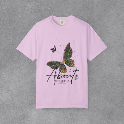 Butterfly Script Graphic T-Shirt – "About" Vintage Botanical Tee