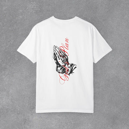 Copy of Medusa Graphic T-Shirt | Gothic Streetwear Tee | Praying Hands Graphic Shirt | Vintage Tattoo Style Tee | Unisex Garment Dyed Shirt