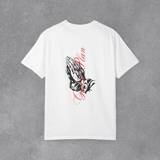 Copy of Medusa Graphic T-Shirt | Gothic Streetwear Tee | Praying Hands Graphic Shirt | Vintage Tattoo Style Tee | Unisex Garment Dyed Shirt