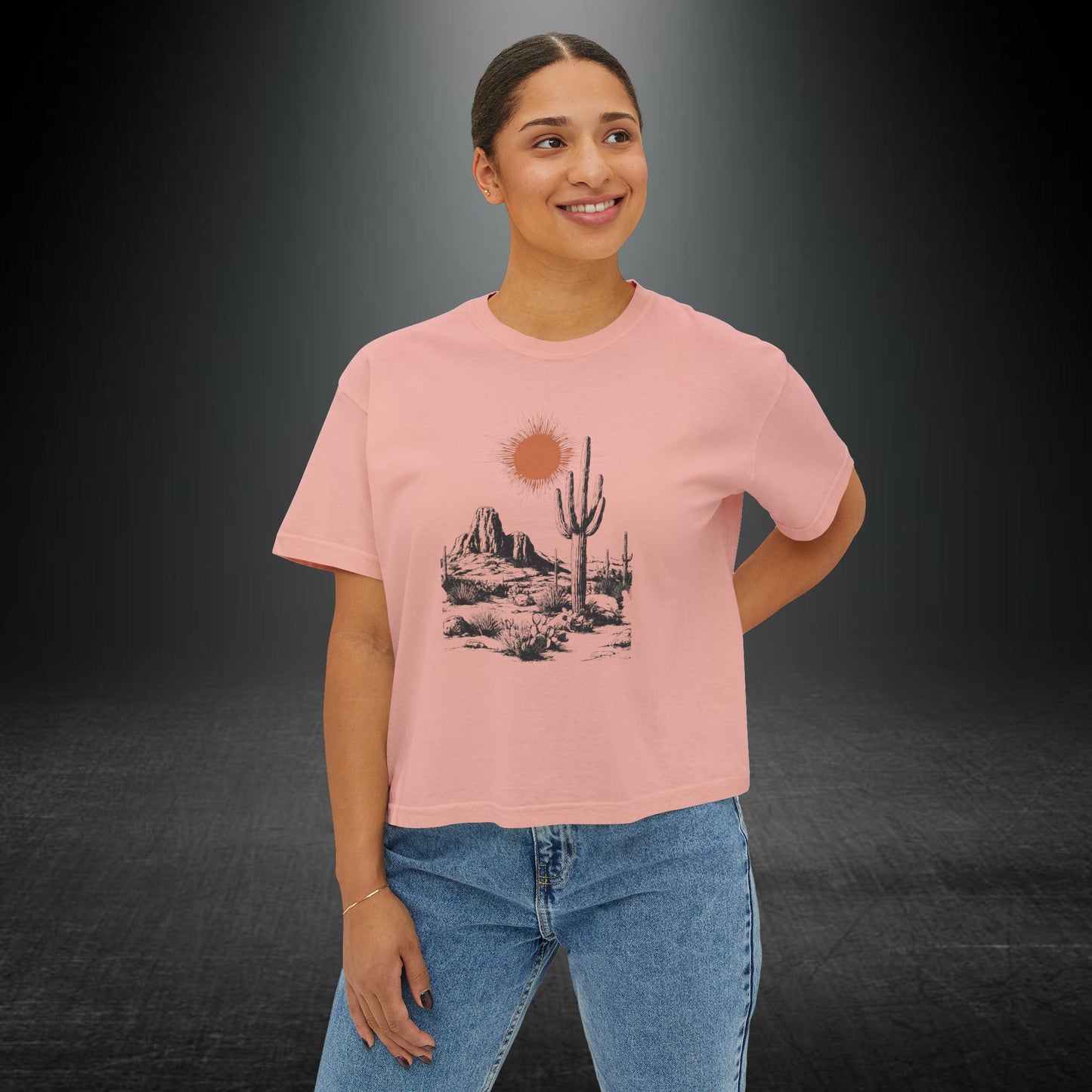 Copy of Desert Cactus Landscape Tee | Women's Boxy Tee