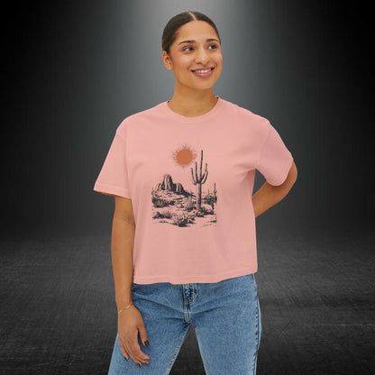 Copy of Desert Cactus Landscape Tee | Women's Boxy Tee