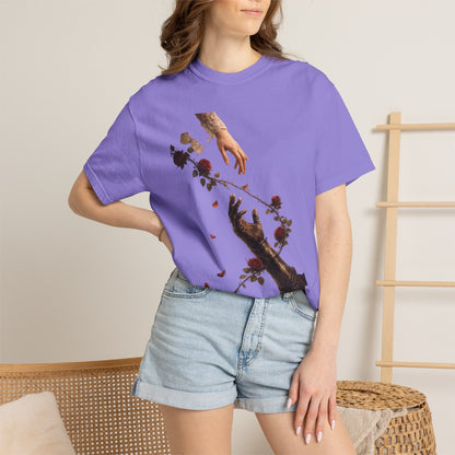 Copy of Hands Reaching with Rose Vine T-Shirt | Romantic Botanical Art