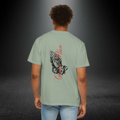 Copy of Medusa Graphic T-Shirt | Gothic Streetwear Tee | Praying Hands Graphic Shirt | Vintage Tattoo Style Tee | Unisex Garment Dyed Shirt