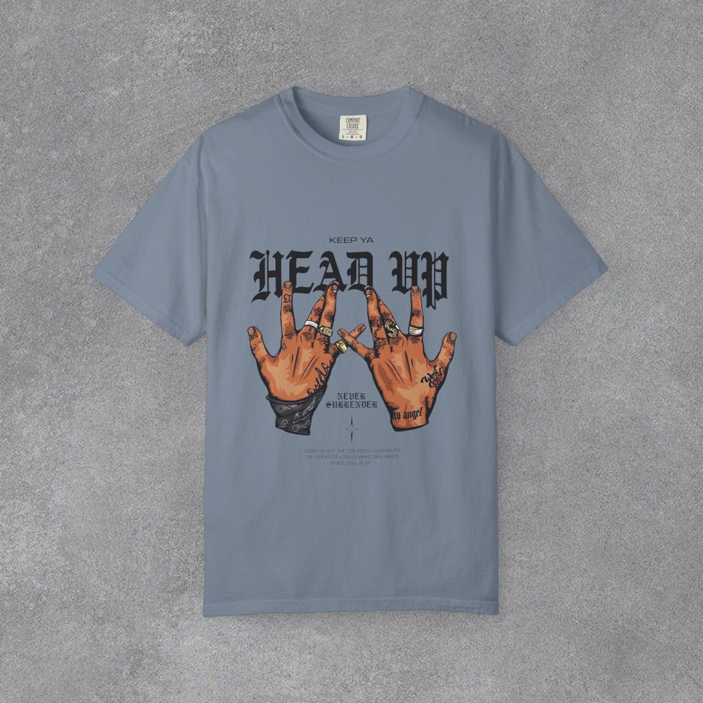Copy of Head Up Hand Sign T-Shirt | Graffiti Bear Back Print, Streetwear Tee