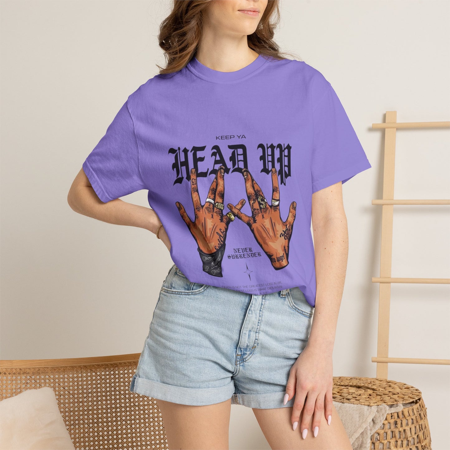 Copy of Head Up Hand Sign T-Shirt | Graffiti Bear Back Print, Streetwear Tee