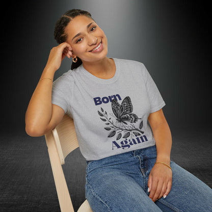 Copy of Born Again Butterfly T-Shirt | Monochrome Floral Illustration