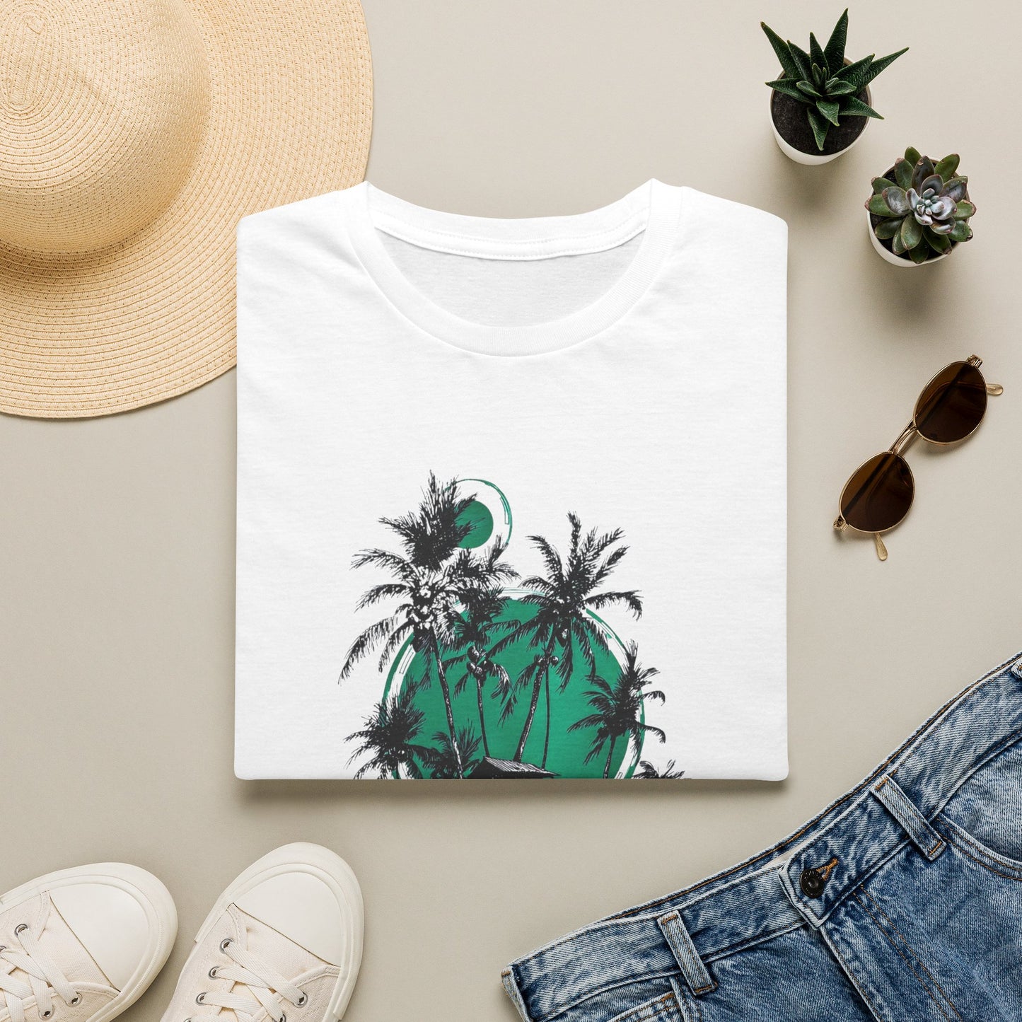 Copy of Tropical Palm Island T-Shirt | Palm Trees, Moonlit Beach, Surf Shack