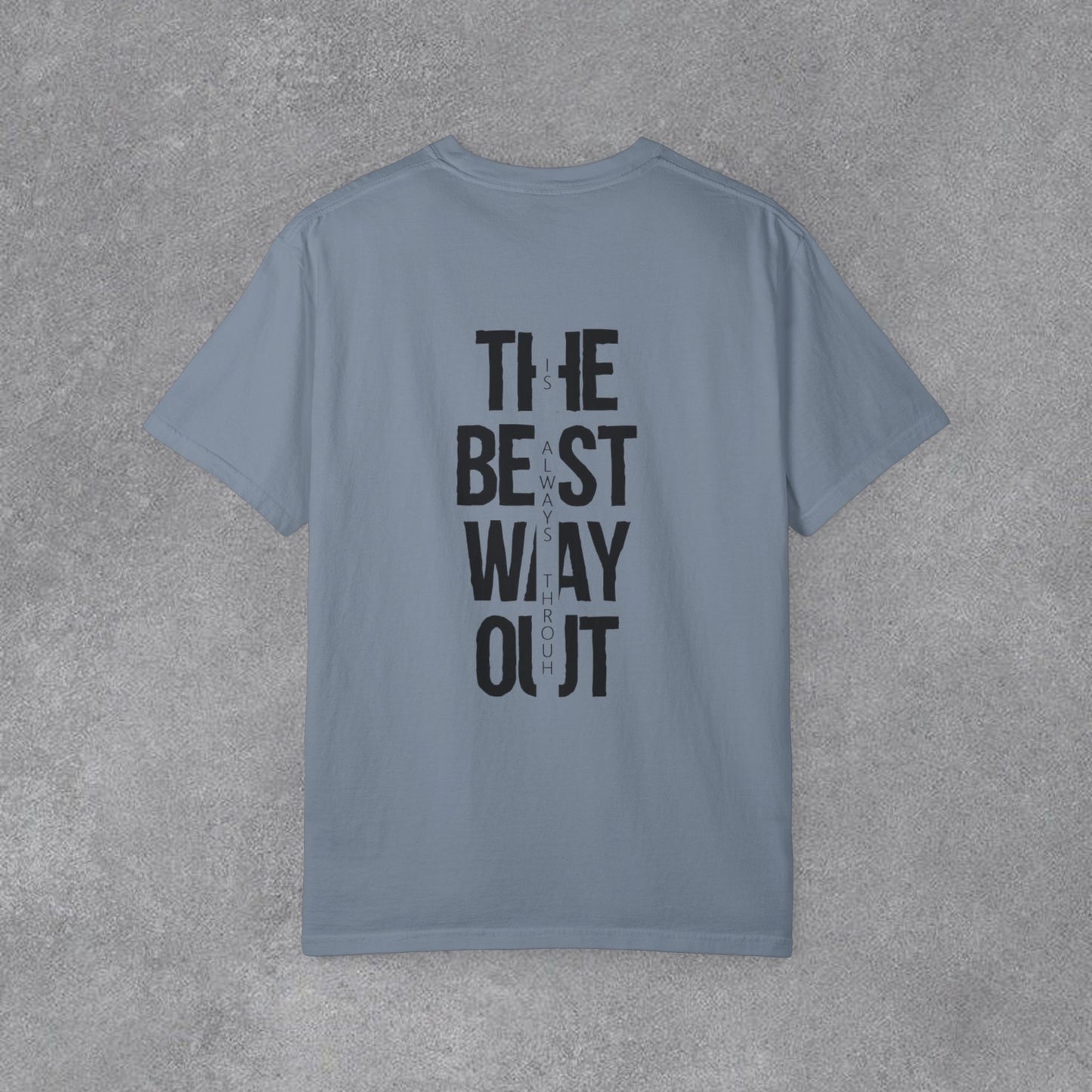 Copy of Cowboy Silhouette Horse Rider T-shirt | The Best Way Out Typographic Back Print