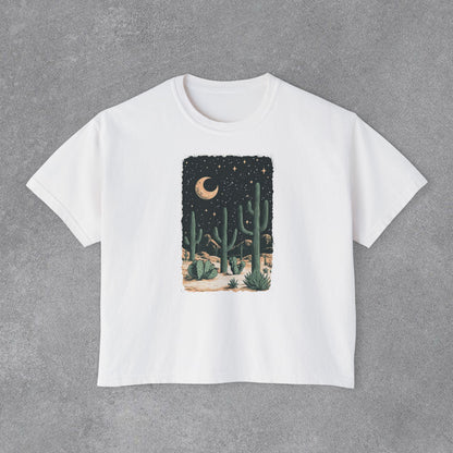 Copy of Desert Moon Cactus Night Tee | Butterfly Need Flying Graphic Tee