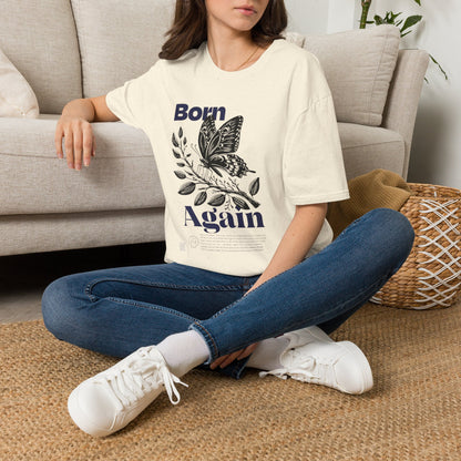 Copy of Born Again Butterfly T-Shirt | Monochrome Floral Illustration