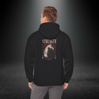 Kapüşonlu Üst — Güç Temalı Eskitme At Desenli Sweatshirt