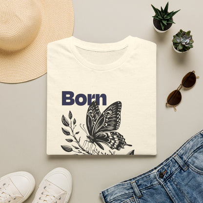 Copy of Born Again Butterfly T-Shirt | Monochrome Floral Illustration