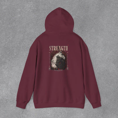 Kapüşonlu Üst — Güç Temalı Eskitme At Desenli Sweatshirt