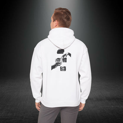 Sanatsal Yüz Kolajı Sırt Baskılı Erkek Kapüşonlu Sweatshirt