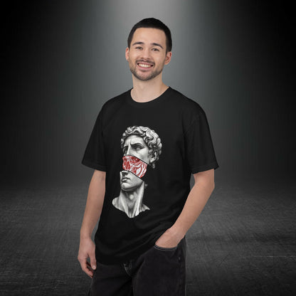 Copy of Sculpted Bust with Red Marble Band T-Shirt | Statue Art Tee