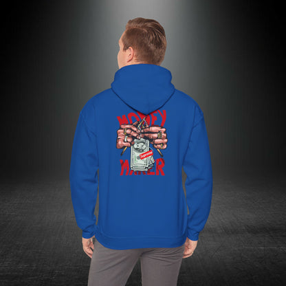 Money Maker Yazılı Para Tutan Eller Sırt Baskılı Kapüşonlu Sweatshirt