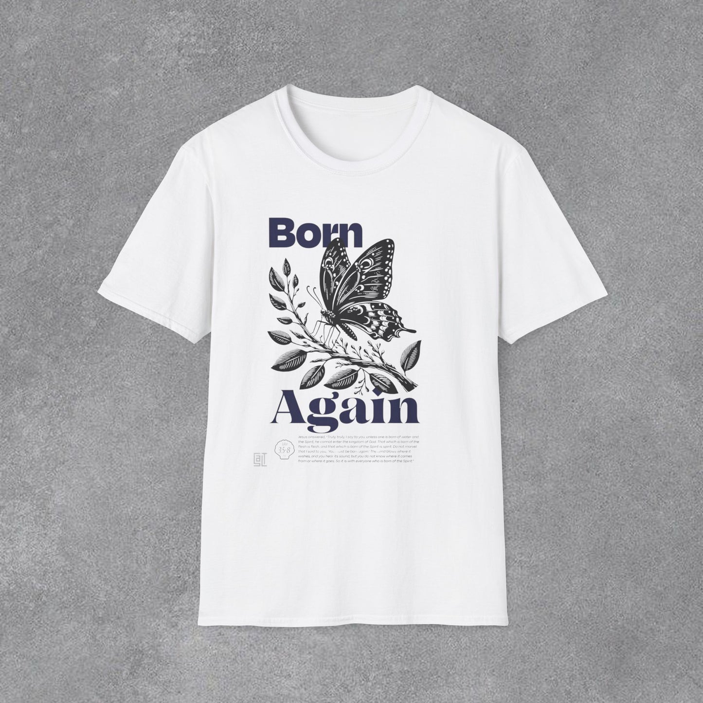 Copy of Born Again Butterfly T-Shirt | Monochrome Floral Illustration