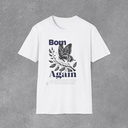 Copy of Born Again Butterfly T-Shirt | Monochrome Floral Illustration