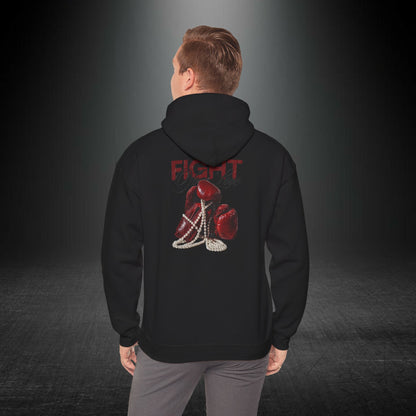 Fight Yazılı Boks Eldiveni Baskılı Erkek Kapüşonlu Sweatshirt